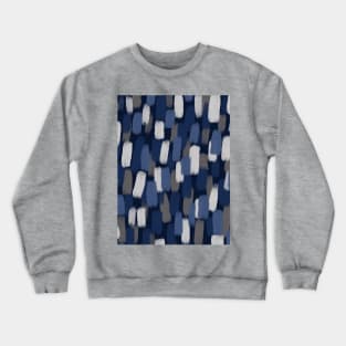 Abstract, Grey and Blue, Paint Brush Effect Crewneck Sweatshirt